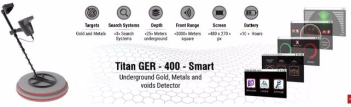جهاز تيتان 400 سمارت لكشف الذهب والمعادن الثمينة والكنوز والفراغات
